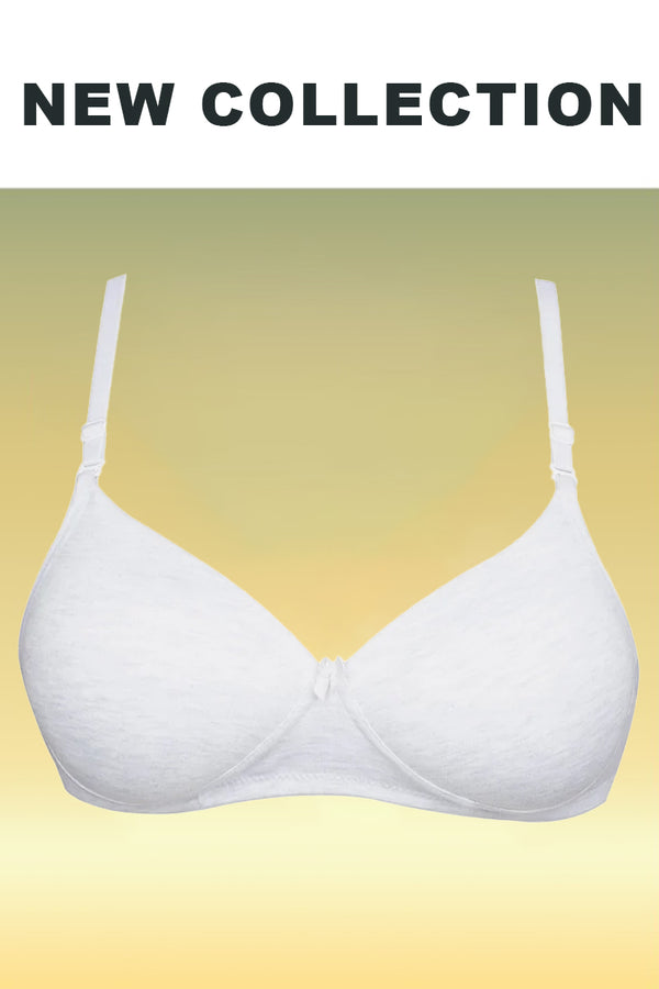 White Cotton Anti-Bacterial T-Shirt Padded Bra