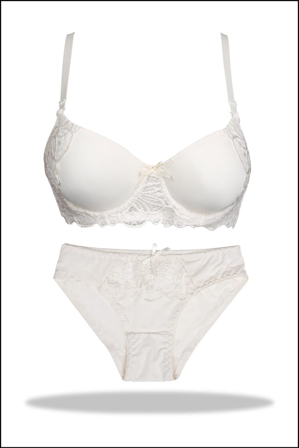 White Double Padded Pushup Bra and Panty Set