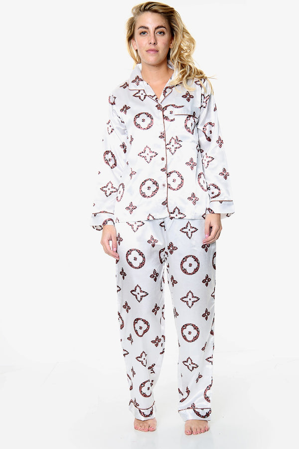 Silk Print Loungewear - Off White