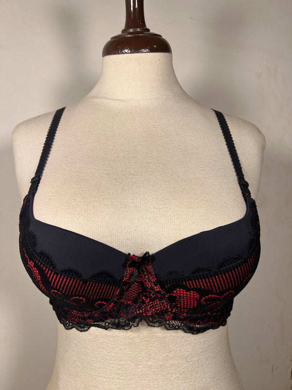 Red Neon Lacy Padded Bra