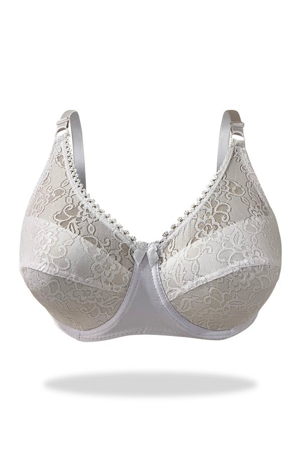 White Laced Lightly Lined Turkish Imported Bra