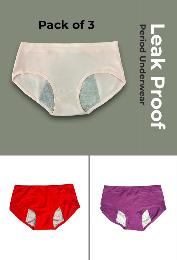 (Pack of 3) Leak Proof Double Layered Period Underwear