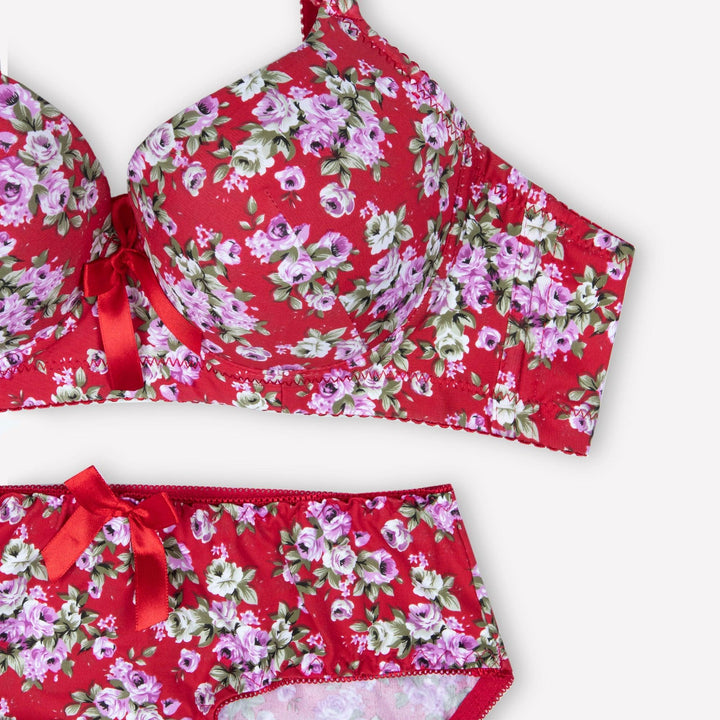 Red Floral Padded Set - Espicopink