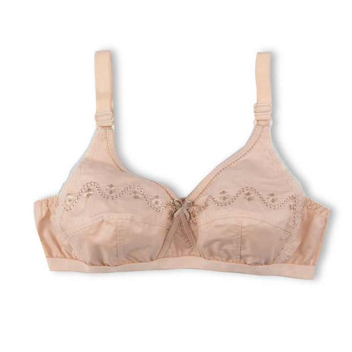 Love-In-The-Mist - Cross Over Embroidered Non-Padded Wirefree Bra - Espicopink