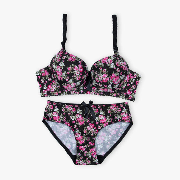 Black Floral Padded Set - Espicopink