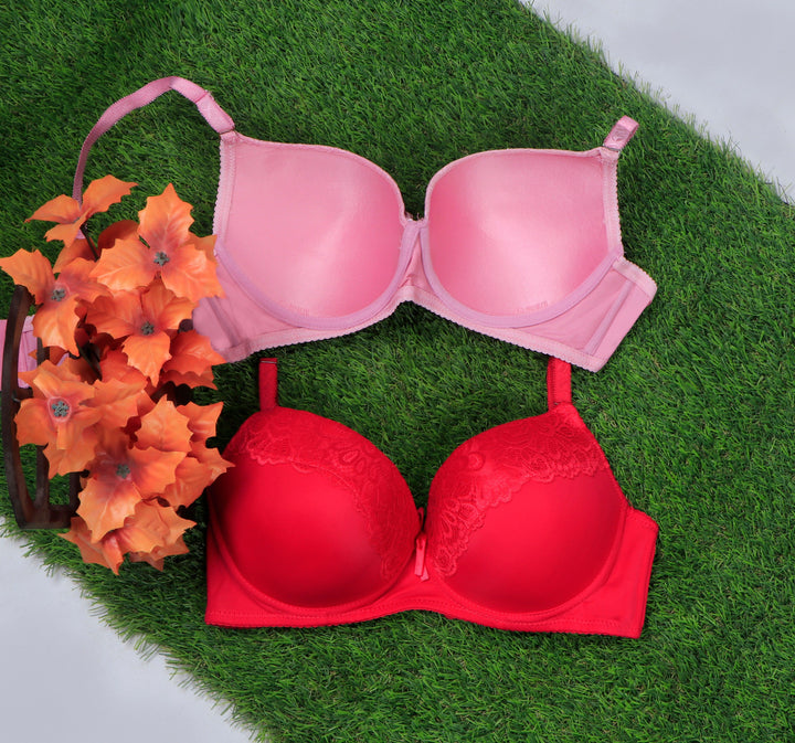 Lacy Lizzie-Half Cup Lace Bra - Espicopink