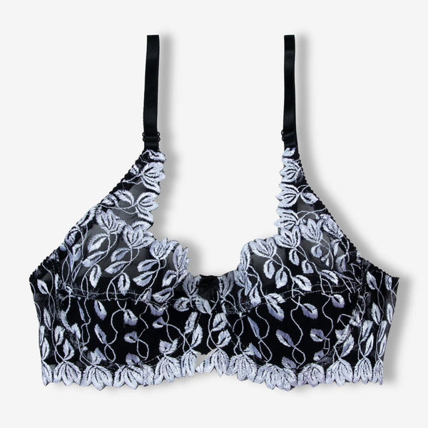 Zinnia - Floral Mesh Low Cut Wired / Non-Wired Full Cup Firm Hold Bra - Espicopink