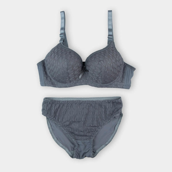 Blue Grey Zephyr Padded Bra and Panty Set - Espicopink