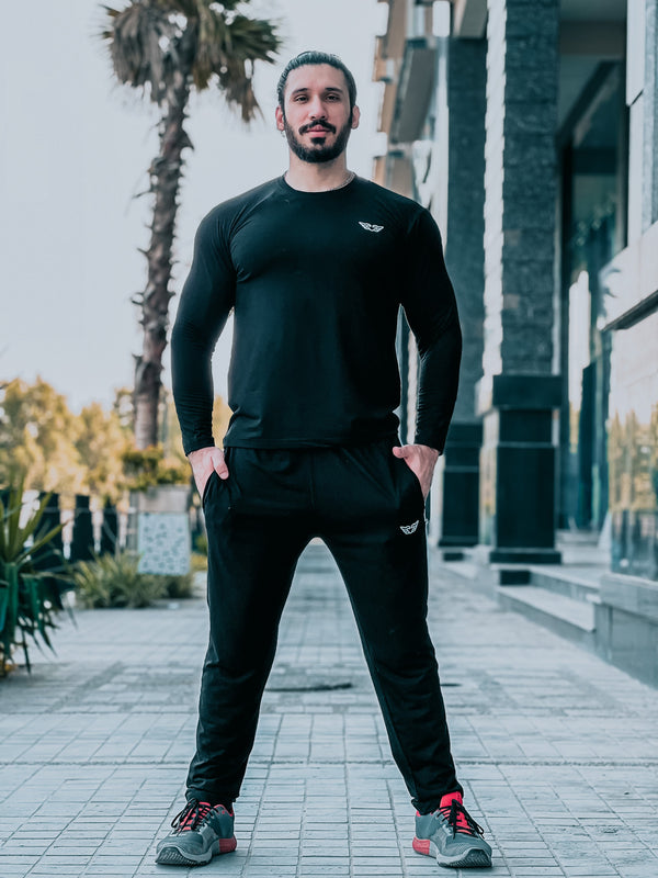 Black GM Premium Stretchable Viscose Tracksuit