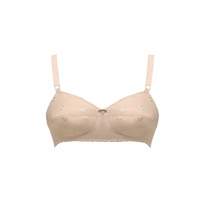 Lavender - Cotton Padded Wirefree Embroidered Bra - Espicopink