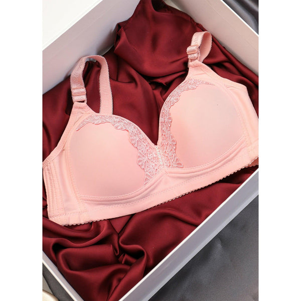 Privet - Full Cup Crease Free Embroidered Padded Bra - Espicopink