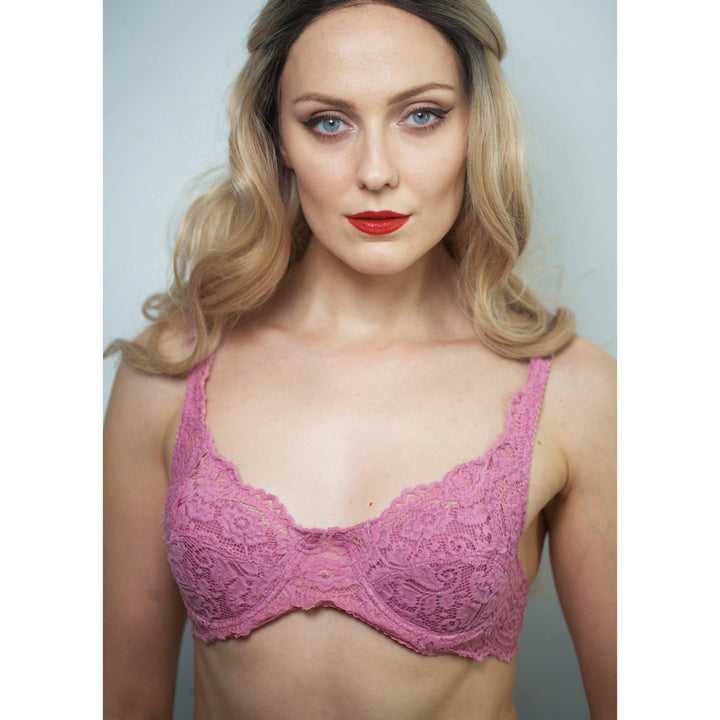 Marron Broom - Wired / Non-Wired Light Padded European Lace Bra - Espicopink